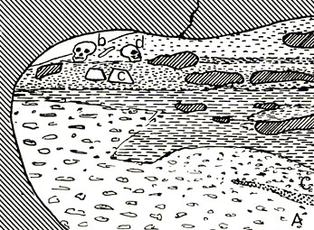 Abri Cro-Magnon (dessin) à Eyzies-de-Tayac en Dordogne.