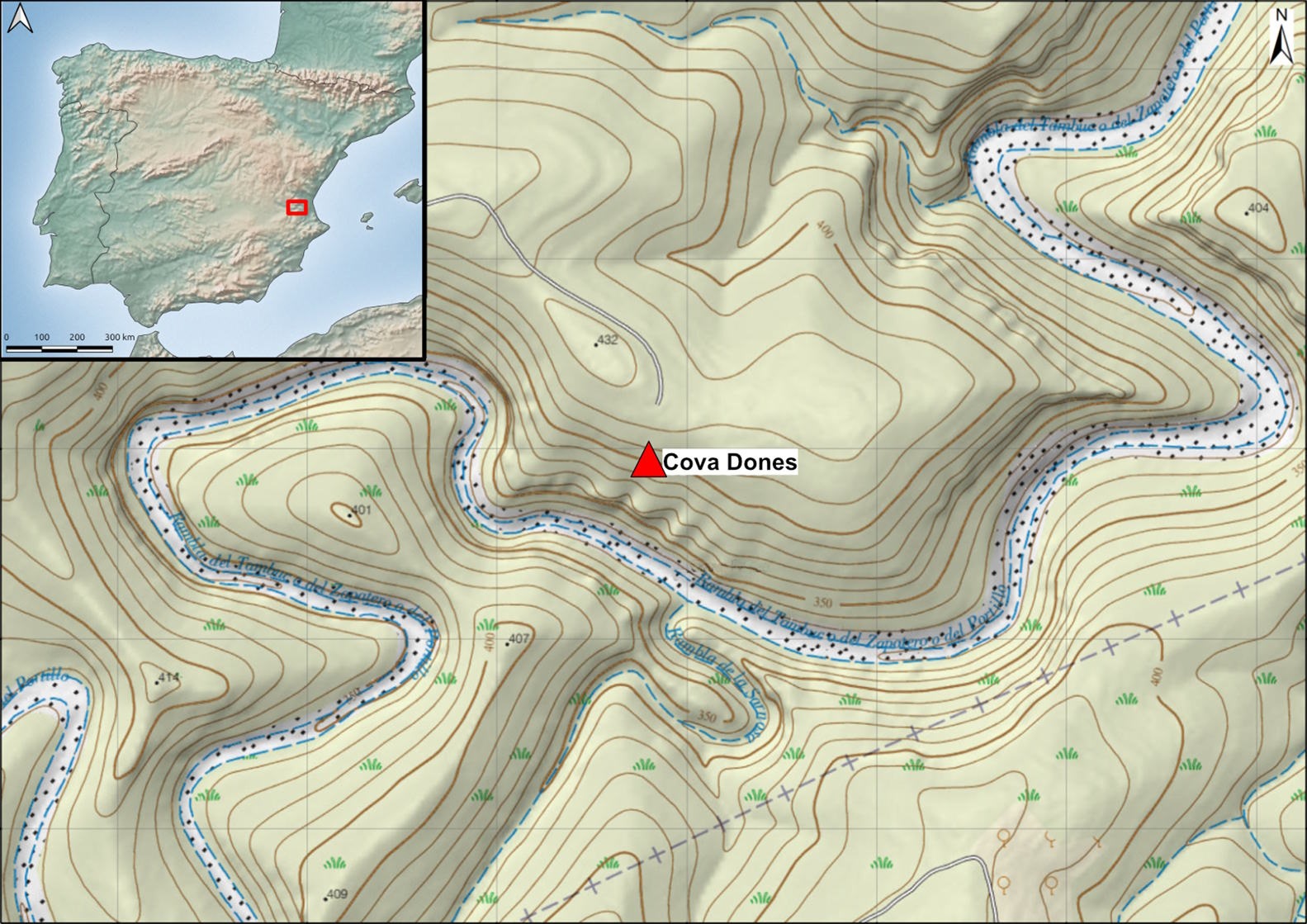 Art rupestre dans la Cova Dones, près de Valence, vieux de 24 000 ans.