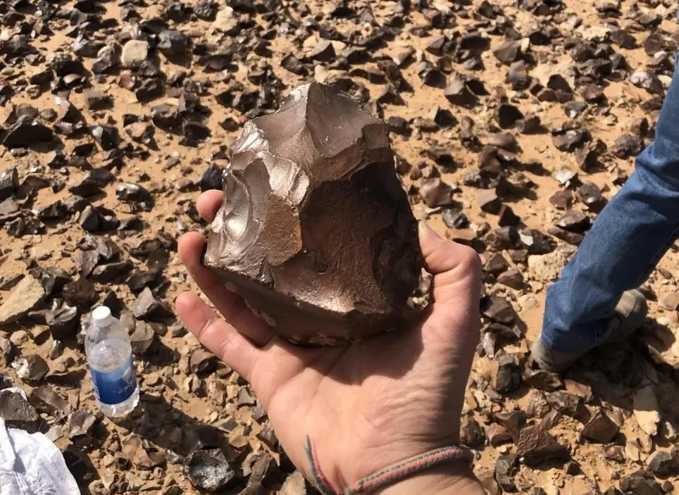 Artefact du dé,sert occidental en Irak, vieux d'il y a 1,5 million d'années.