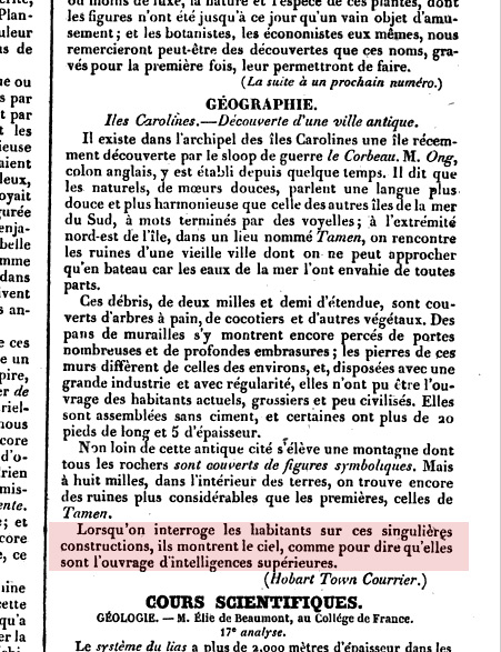 Extrait de L'Echo du monde savant, n°18, 1er Mai 1836.
