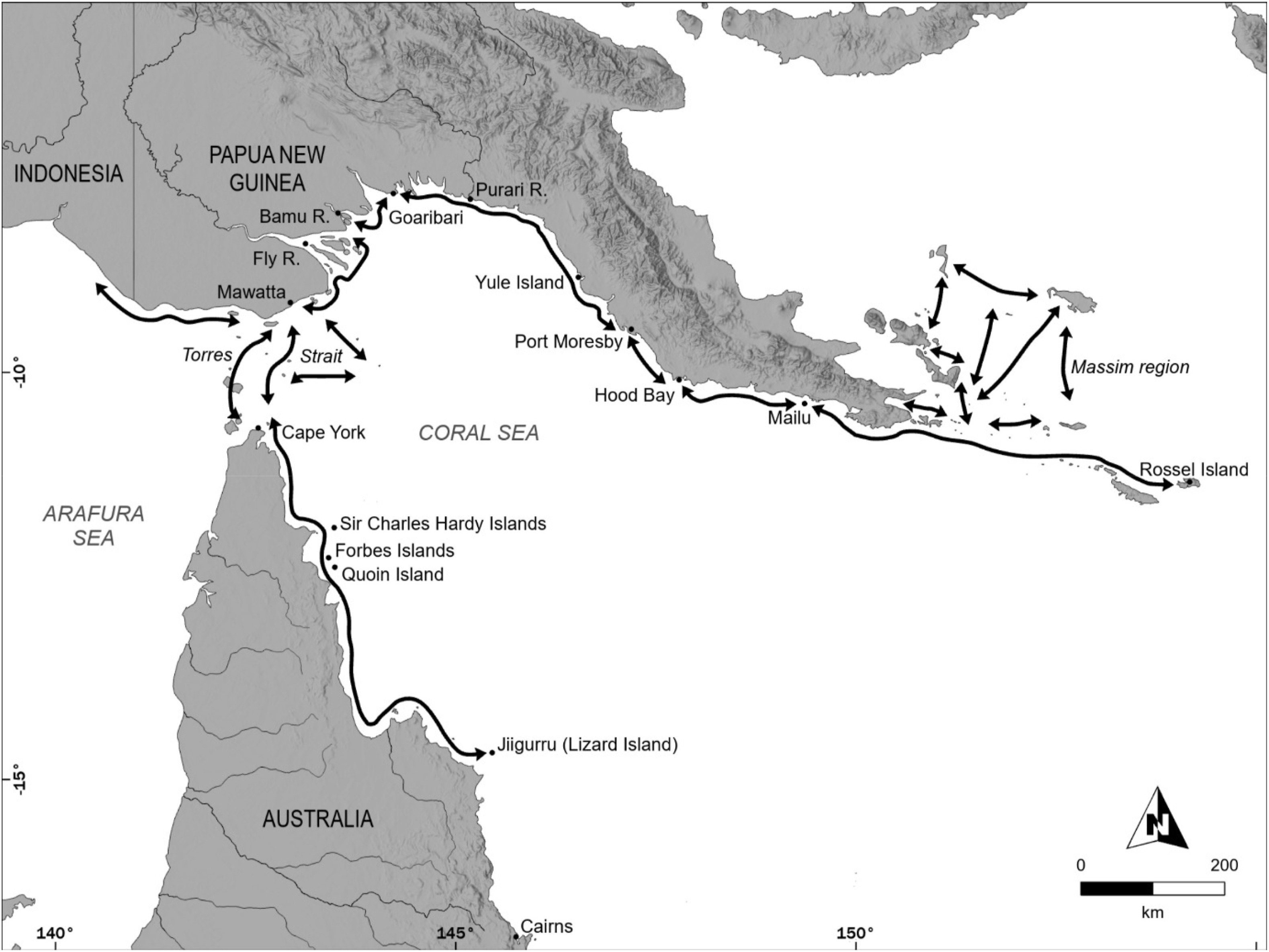 Carte de l'Australie, & la Papouasie/Nouvelle-Guinée.