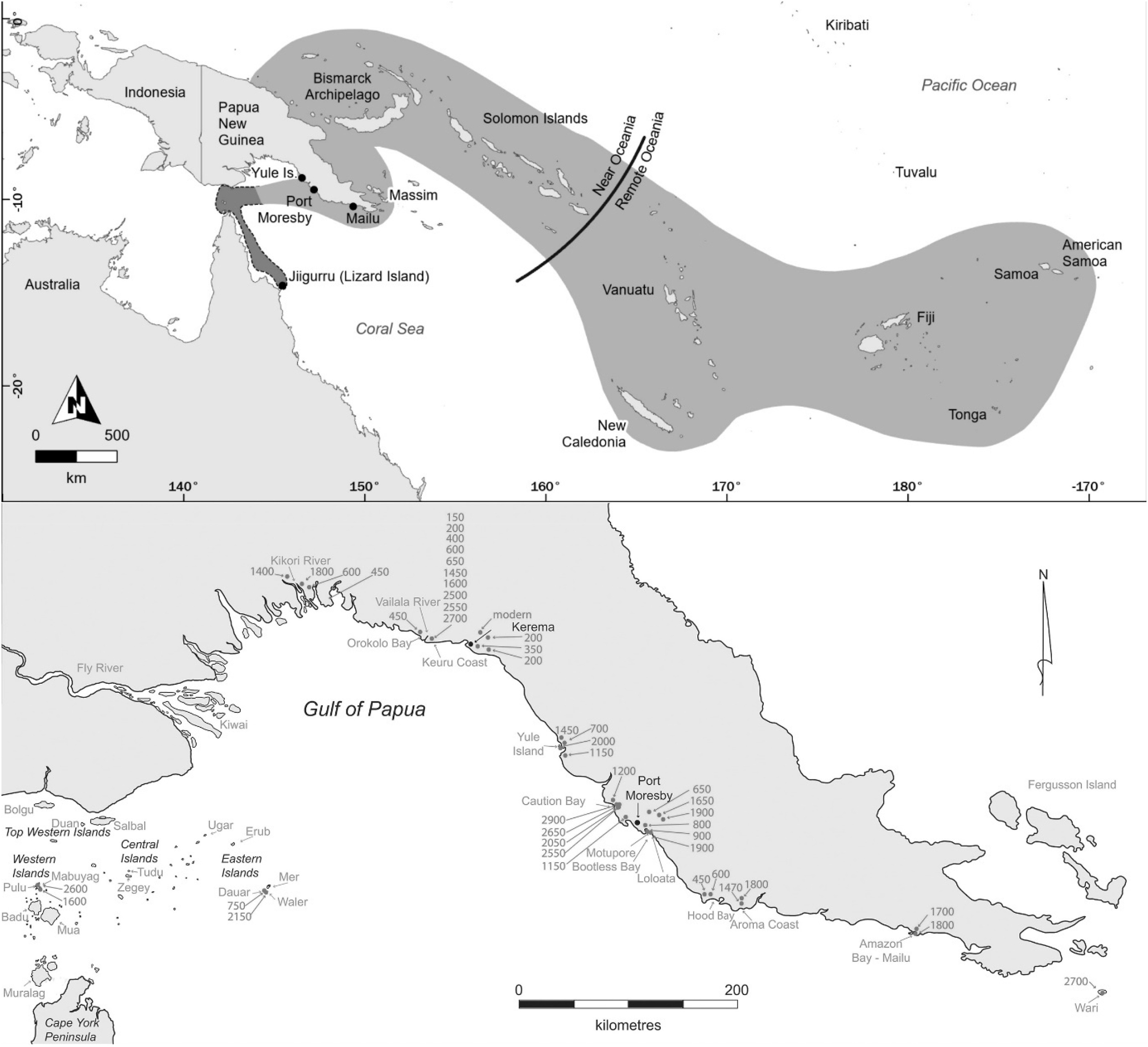 Carte de l'Australie, & la Papouasie/Nouvelle-Guinée.