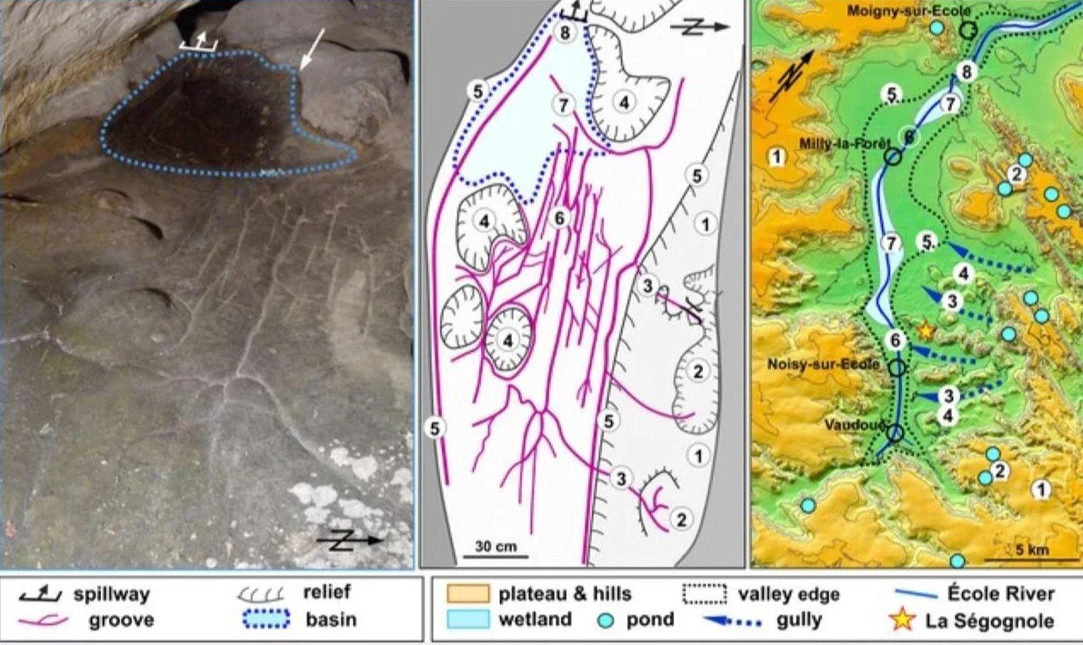 Carte 3D du paysage environnant à Ségognole en France, vieille de 13 000 ans.