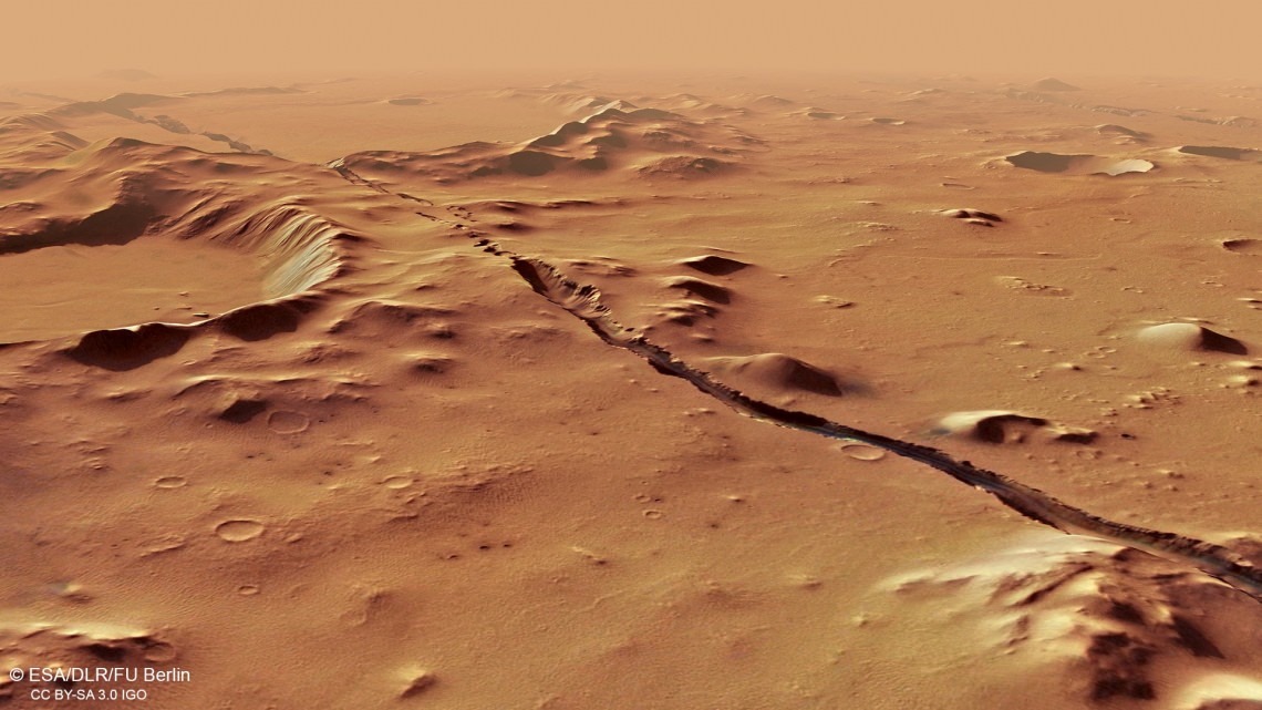 Cerberus Fossae ou fracture sur la planète Mars.