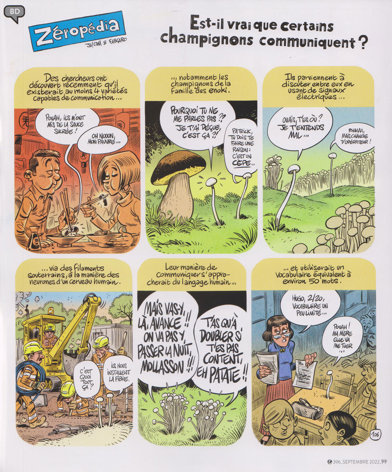 Champignons communicatifs en bande dessinée