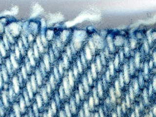 Tissu de jean en fils de chaîne bleu et blanc ou écrus