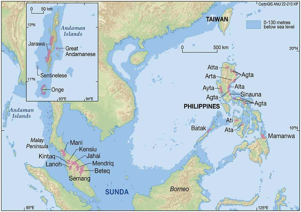 Etres de petite taille (1,30m) ou Negritos aux Philippines, en Thaïlande & en Malaisie.