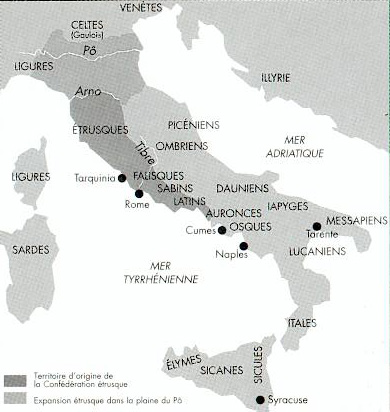 Carte d'occupation du peuple Etrusques