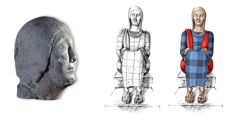 Reconstruction d'une tête féminine gauloise d'Entremont en France.