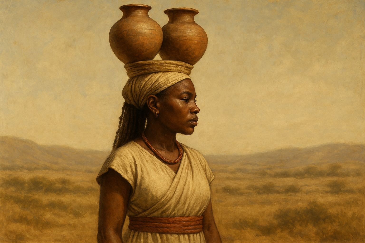 Femme nubienne porteuse de charge au Soudan, il y a 3500 à 4500 ans.