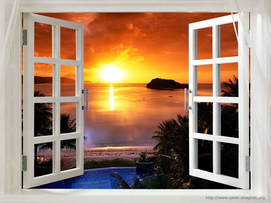 Fenêtre ouverte, coucher de soleil