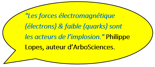Gaz de Brown: Les forces électromagnétique (électrons) & faible (quarks) sont les acteurs de l'implosion.