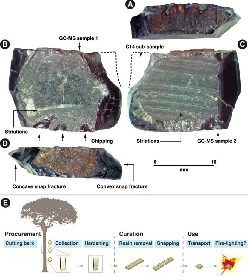 Morceaux de résine retravaillée dans la grotte de Mololo sur l'archipel de Raja Ampat en Indonésie.