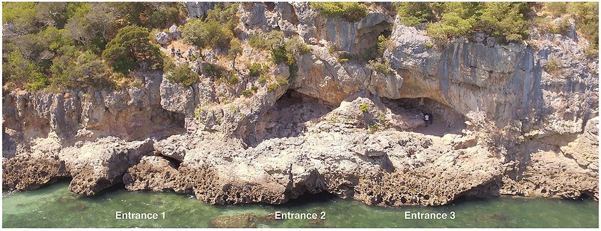 Crabes & Homo Néanderthal dans la grotte de Figueira Brava (Lisbonne, Portugal).