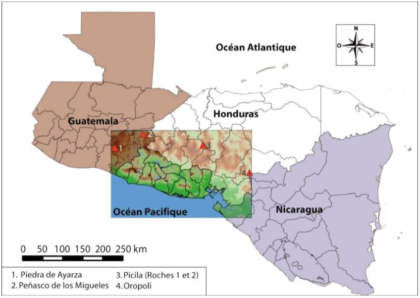 Cartographie du Guatemala, Honduras, Nicaragua & du Salvador.