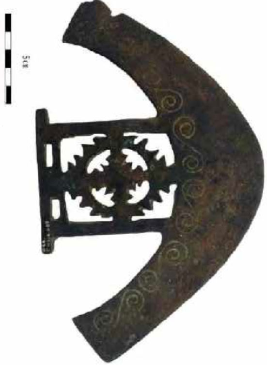 Hache cañari en bronze de la vallée du fleuve Cuyes (canton Gualaquiza, province amazonienne de Morona Santiago, Equateur).