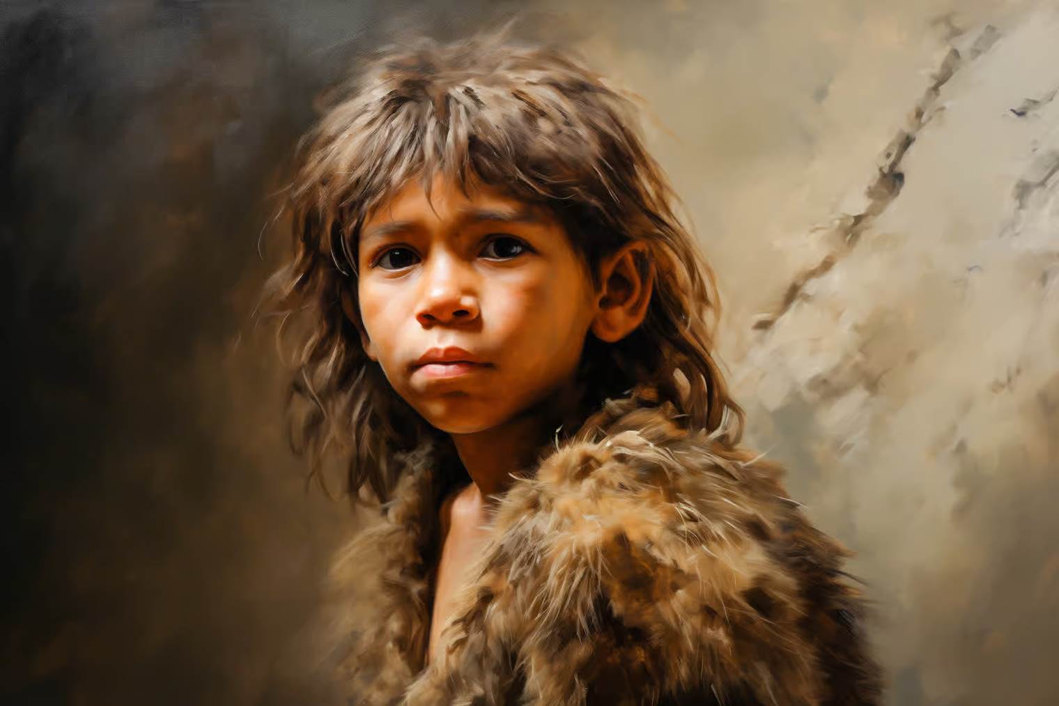 Enfant homo Néandertal, à Prado Vargas, en Espagne.