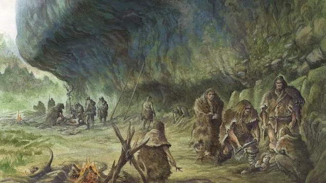 Homo néanderthalensis pratiquant l'inhumation