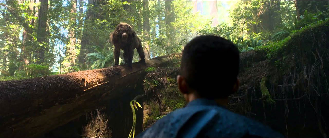 Jaden Smith (alias Kitai), pourchassé par une horde de babouin, dans le film After Earth.