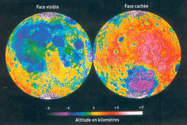 Carte altimétrique de la Lune