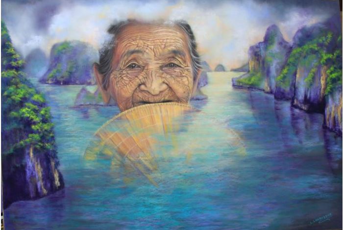 Lumières sur la baie d'Halong (pastelliste Lysiane Lagauzère)