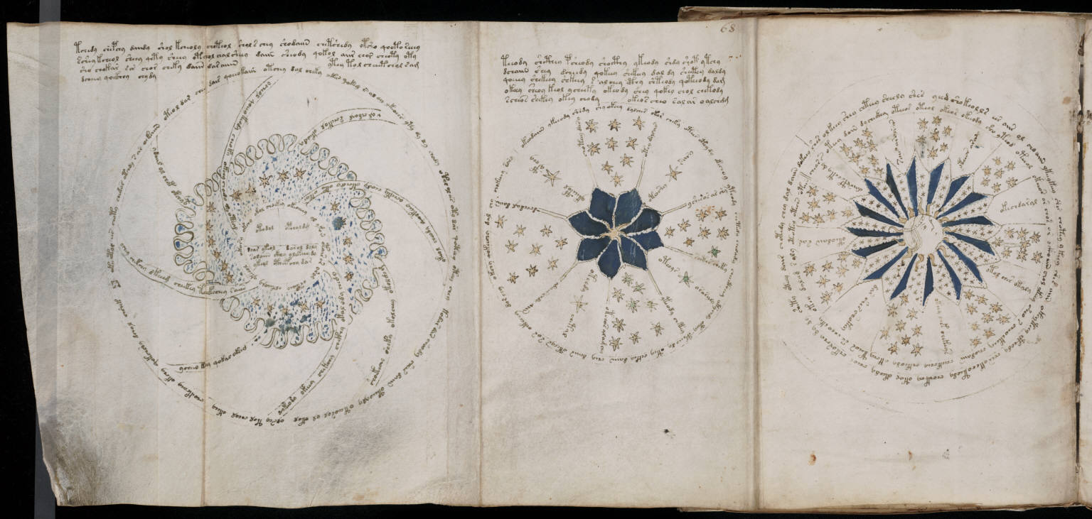 Page 68 (astronomie) du manuscrit de Voynich.