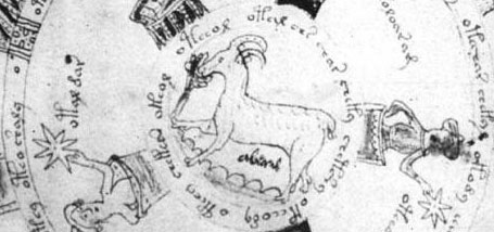 Page 71 (astronomie) du manuscrit de Voynich.