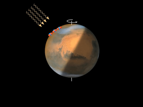 Lumi&egrae;re verte (ou aurore) sur Mars
