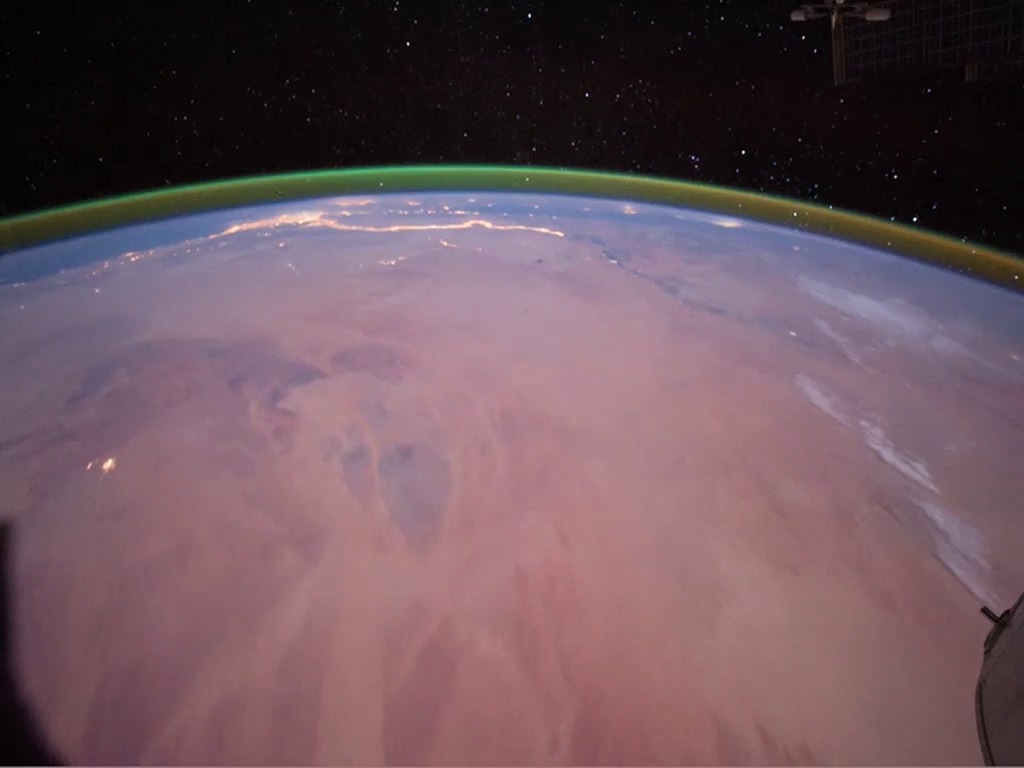 Lumi&egrae;re verte (ou aurore) sur Mars