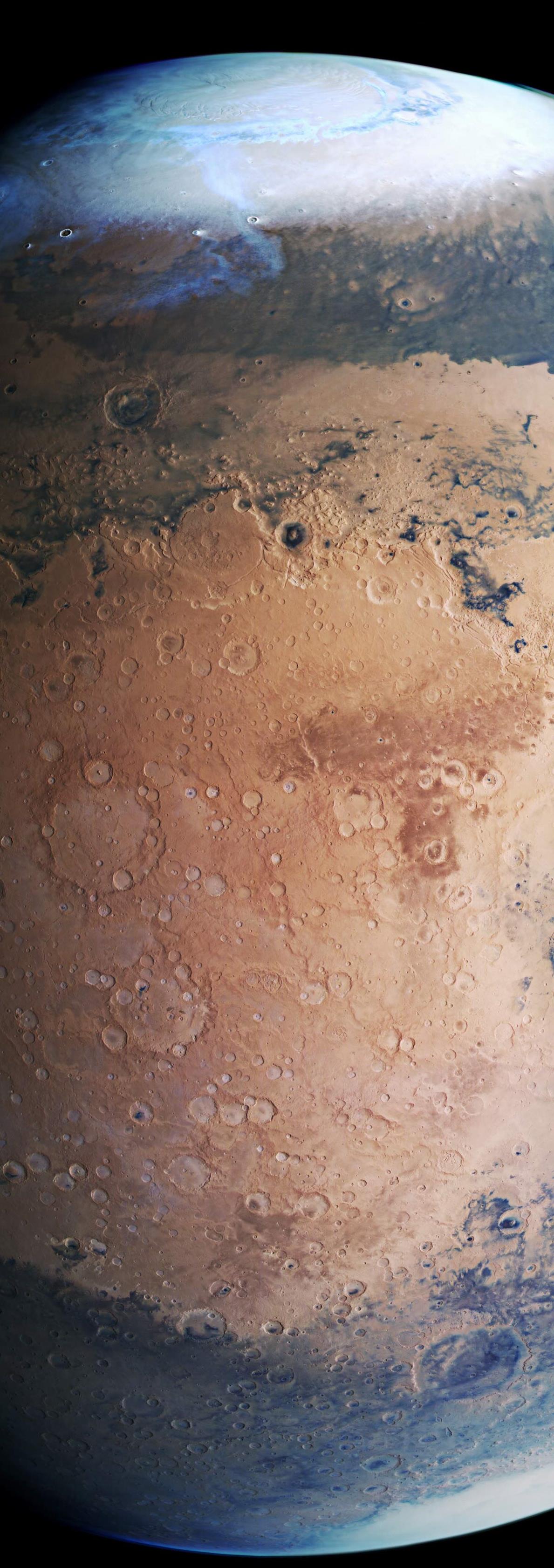 Planète Mars, pôle Nord & pôle Sud