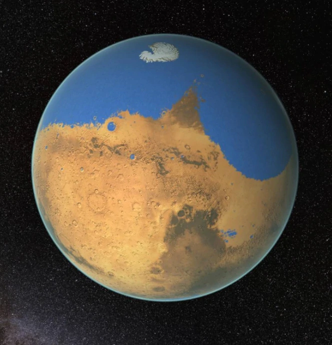 Planète Mars en eau