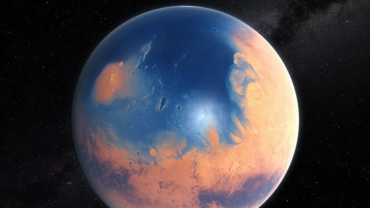 Planète Mars en eau