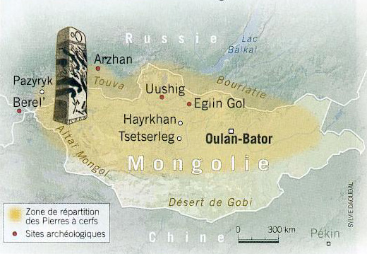 Zone de répartition des Pierres à cerfs.