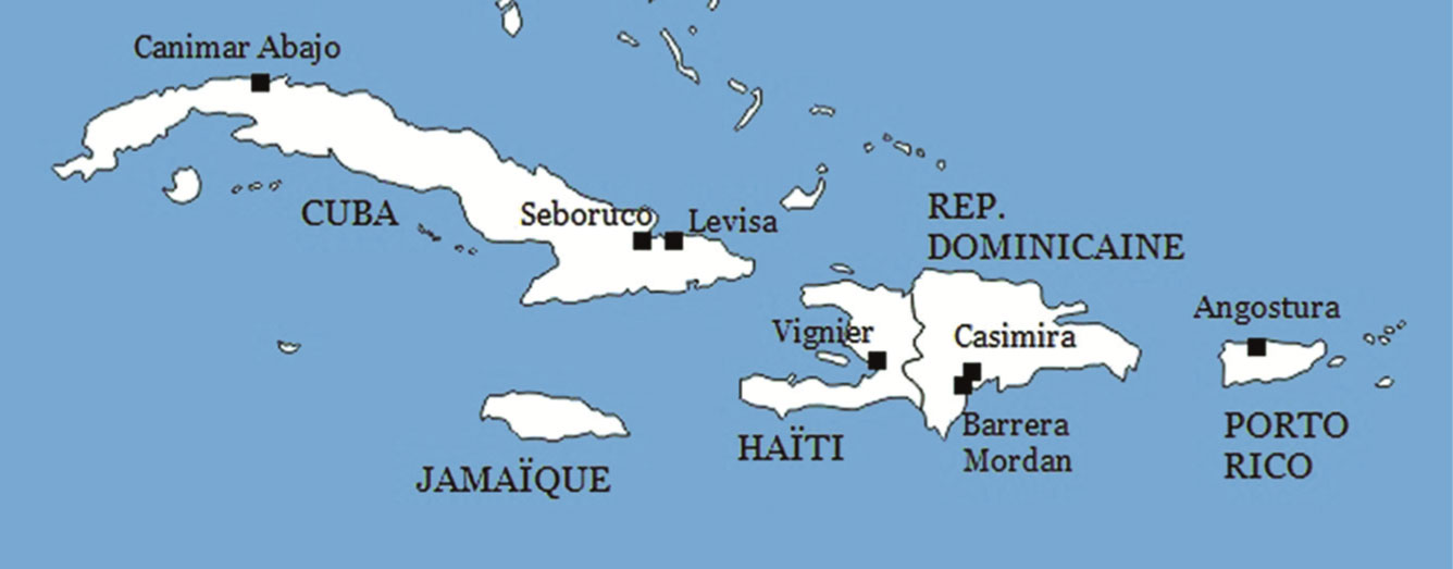 Carte des Caraïbes et des régions voisines (Grandes Antilles).