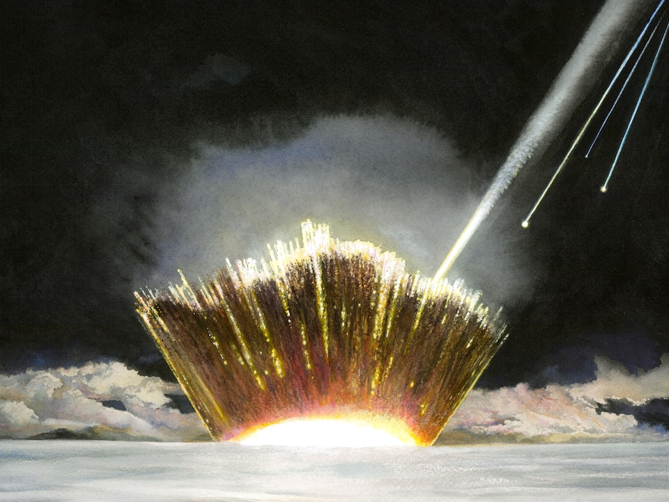 Collision entre un météorite et l'Antarctique