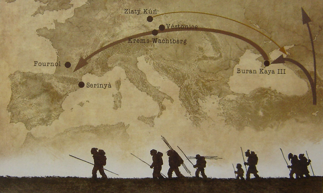 Migration préhistorique de l'homo sapiens pendant le Gravettien.