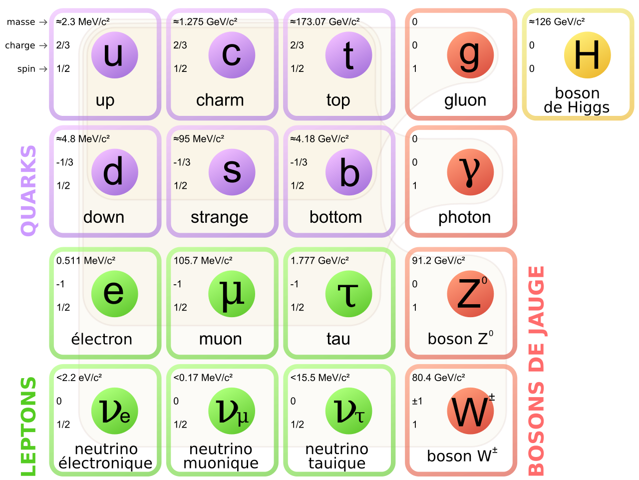 Particules élémentaires du Modèle Standard