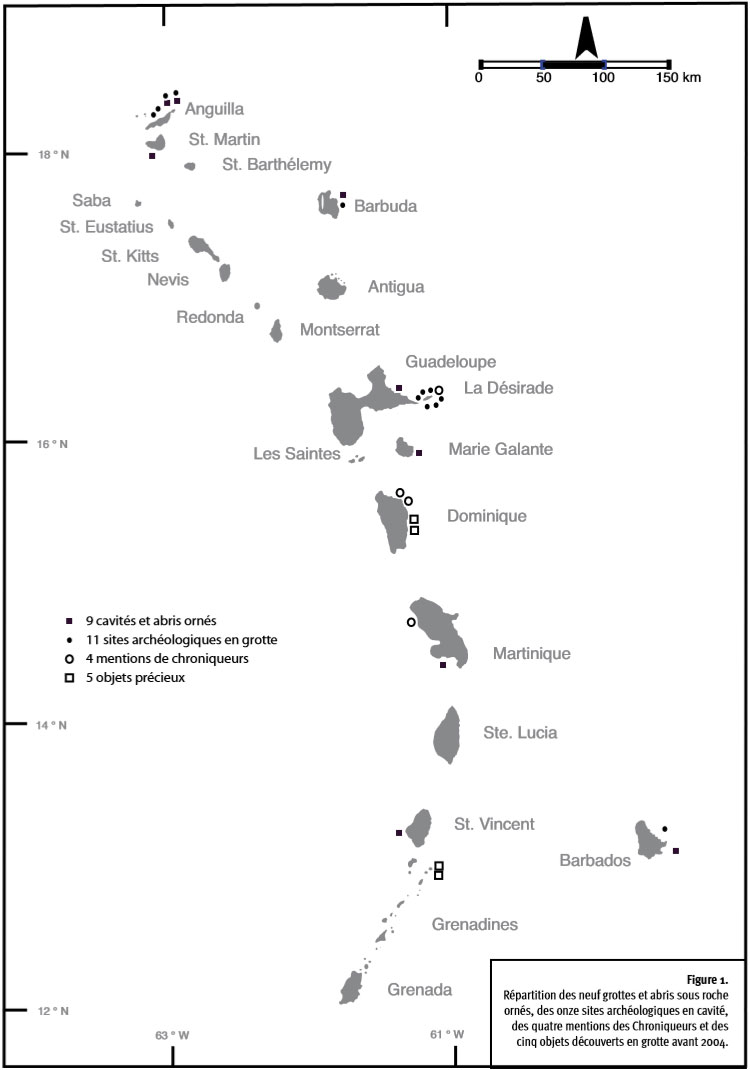 Occupation amérindienne des cavit&ecute;es des Petites Antilles, en mer des Cara&iumlbes ou mer des Sargasses.