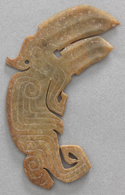 Jade en forme d'oiseau, sculptée en néphrite.
