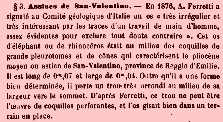 Os d'éléphant ou de rhinocéros à San-Valentino en Italie.