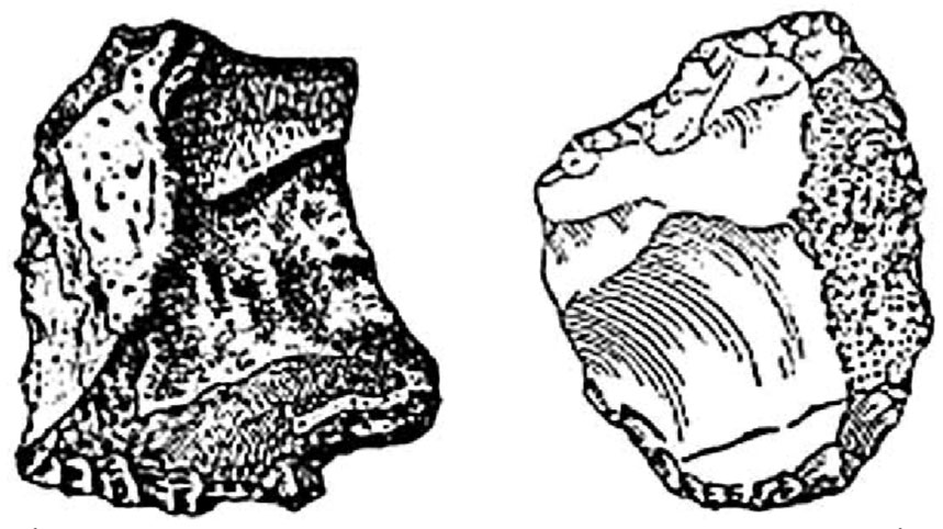 Outil en silex du pléistocène, versus outil du miocène inférieur à Thenay en France, versus outil couche II à Olduvai en Tanzanie.