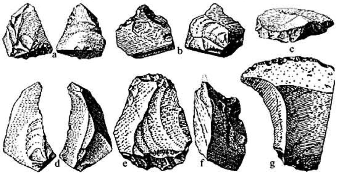 Outils en pierres des aborigènes de Tasmanie.