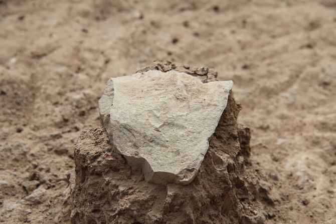 Outils en pierre à Lomekwi sur la rive occidentale du lac Turkana au Kenya, vieux de 3,3 millions d'années.