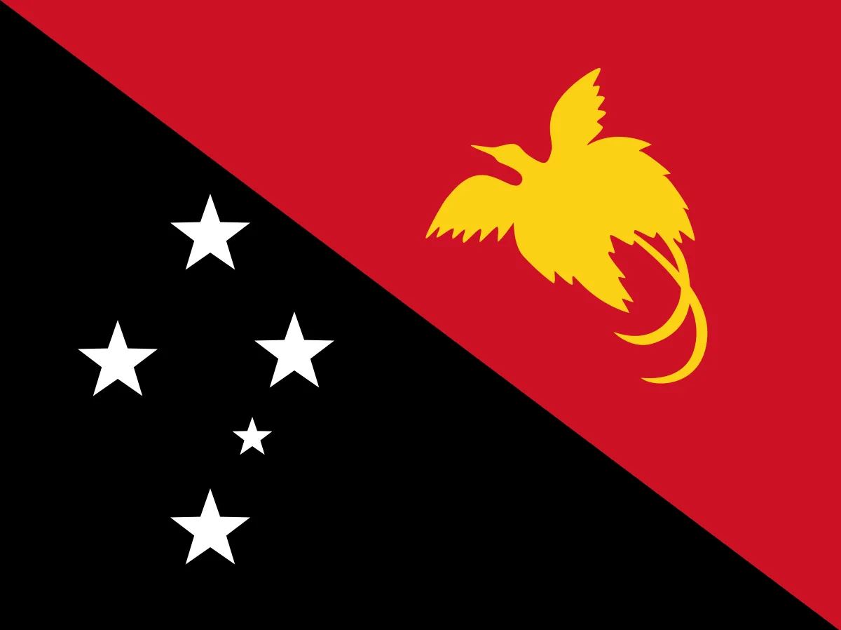 Constellation de la Croix du Sud (Crux) sur le drapeau de la Papouasie / Nouvelle-Guinée.