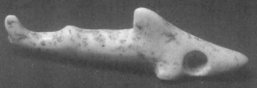 Parure en lambi, en coquillage, à la forme d'un requin.