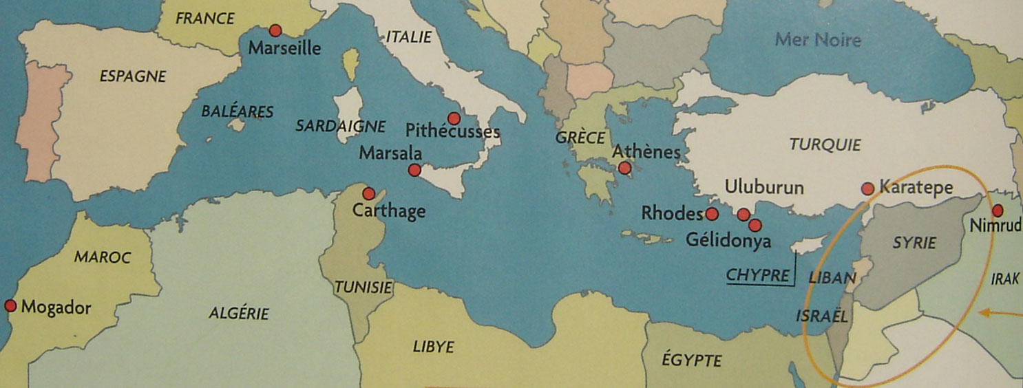 Villes phéniciennes de la Méditerranée, au I<sup>er</sup> millénaire avant notre ère.
