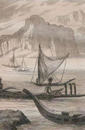 Pirogues des îles Marquises, illustration de 1879.