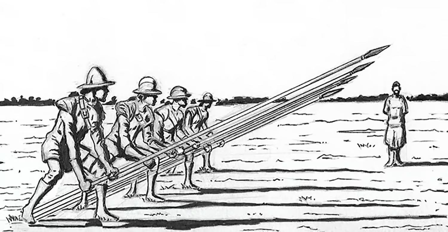 Technique de chasse à la pointe Clovis, adaptée à la chasse au cheval (ou à la cavalerie).