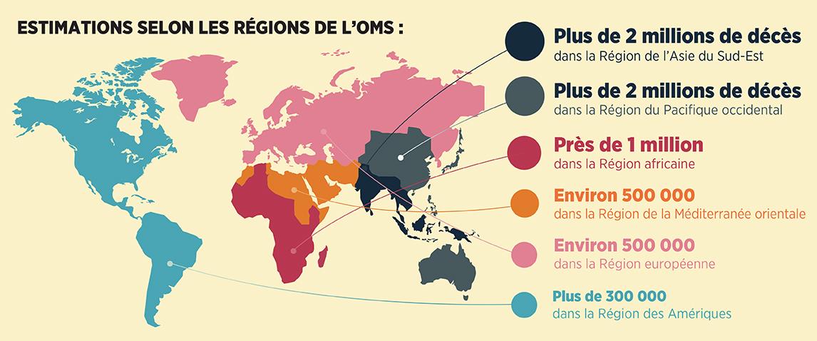 Pollution des pays du monde en carte
