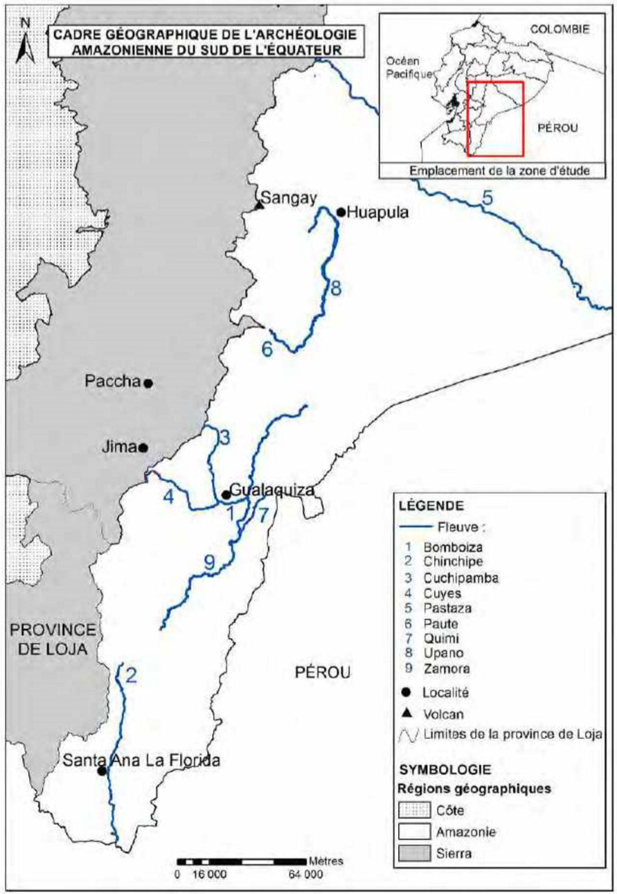 Principaux toponymes rattachés à l'archéologie amazonienne du sud de l'Équateur.